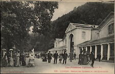 Luchon France people in front of thermal bath elegant fashion ~ c1910 postcard picture