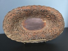Antique Silver Gold Copper Tone Bowl 9.5