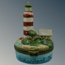 Vintage Hilton Head Island South Carolina Hinged Lighthouse Hinged Trinket Box picture