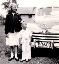 Wisconsin WI America's Dairy Land Ford Car Girl Boy Vintage Photo Picture 1947 picture