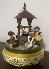 Vintage Hubrig Volkskunst German Wooden Music Box Carousel Farm Scene Working picture