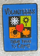 Volunteers Take Time To Care Pinback Button 2005 Imaginative Marketing pin picture