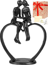 Gifts for Wife, Kissing Couple & Loving Heart Statue Cast Iron Sculpture Decor, picture
