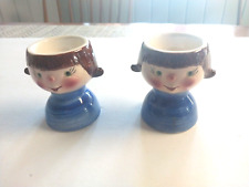 Vintage Goebel Children Girl Egg Cups with Hair Girl  Germany 1968 picture