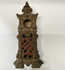 Antique Hubley Cast Iron Hall Clock Bank with paper face c.1910s picture