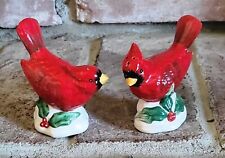 Cardinal Mistletoe Bird Salt & Pepper Shakers | Cosmos | Holly Red Green White  picture