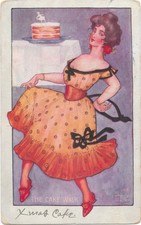The Cake Walk Comic Christmas Postcard c1907 Xmas Cake Dancing Woman picture