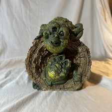 Vintage Frog Piggy Bank~ On A Log~ Resin Creepy Oddity Amazing Detail Follies picture