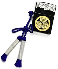 Zippo Real Gold Makie Aoi Hollyhock Crest Lighter With Box Unused Japan picture