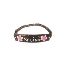 Hawaiian Hand Painted Coconut Shell Kuuipo Light PInk Elastic Flower Bracelet picture