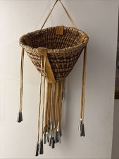 Vintage Apache Burden Basket with Tipped Leather Tassels picture