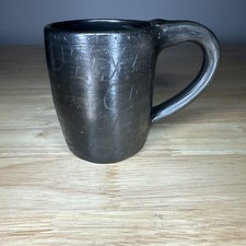 Louise Bigmeat Maney Cherokee Blackware Pottery Syllabary Mug Signed NC Handmade picture
