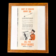 1942 Philip Morris Cigarette Vintage Print Ad WWII War Bonds Framed 12x15 picture