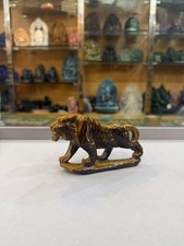 Golden Tiger Eye Tiger Figurine Hand Carved Gemstone Animal Sculpture 220g picture