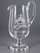 Vintage Disneyland 30th Anniversary Glass Foot Pitcher July 17, 1985 Disney 48oz picture