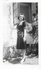 Vintage FOUND PHOTO Woman PORTRAIT bw WW2 Era 1940's Original Snapshot 04 15 picture