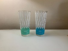 Libbey Mid-Century Modern cocktail glasses x 2, in blue and teal, perfect cond. picture