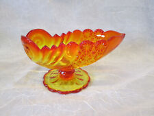 Fenton LG WRIGHT Daisy and Button AMBERINA Shell Compote Bowl Uranium Glows picture
