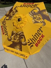 SHINER BOCK Beer Patio Umbrella Large Beach Tilt Commercial Used 1 Weekend picture