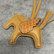 Hermes Pegase PM Pegasus Brown Horse Bag Charm Alligator Skin Keychain picture