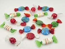 Vintage Art Glass Wrapped Candy Lot 16 Multicolor Murano Style Hand Blown picture