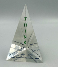 Vintage IBM THINK Acrylic Pyramid Award Paperweight Midwestern Operations 6.25