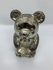 VINTAGE SILVER PLATED LEONARD TEDDY BEAR BANK MADE IN JAPAN  picture