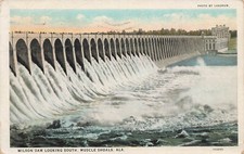 WILSON DAM LOOKING SOUTH POSTCARD MUSCLE SHOALS AL ALABAMA 1920s picture