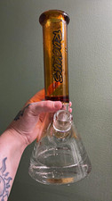 Clear & Brown Glass Water Pipe/Bong Tobacco Pipe with Clear Body and Brown Top picture