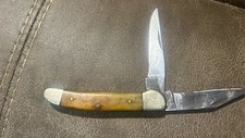 Vintage Parker Cut Co Folding Hunter Knife Surgical Steel Japan Bone Handle picture
