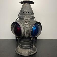 Vintage CHICAGO Adlake - Non-Sweating Railroad Switch Lamp Train Red Blue 4 Lens picture