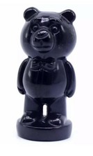 Hand Carved - Bow Tie Bear - Black Obsidian Crystal Rock - 1Pcs- 67x30x30mm -68g picture