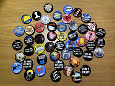 Lot of 80's 90's Vintage Style Buttons Pins Funny Miscellaneous Qty 50 Lot #1 picture