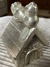 Vintage SNOOPY Dog House 1958 Leonard Silverplate Metal Coin Bank Piggy picture