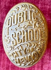 Antique Public School City of New York Bronze Brass Ornate Embossed Doorknob picture