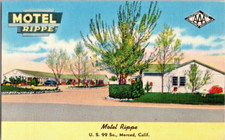 MOTEL RIPPE Merced, California Roadside Highway 99 c1940s Linen Vintage Postcard picture