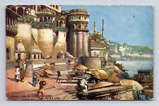 c1906 View of Ghats Benares India Raphael Tuck's Oilette Postcard picture