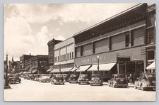 Vintage 1950 Alpena Michigan Main Street RPPC Postcard w/ Cars & Stores picture