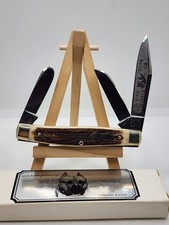 Bulldog Knives Pit Bull Trade Mark Knife 3 Blade Bone Handle Collectors picture