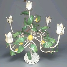 Vintage Italian Italy Toleware Tole Candle Holder Cottage 1950s picture