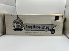 Vintage ADAMS Cast Iron Log Lite Tray Dubuque Iowa W/Original Box & Instructions picture