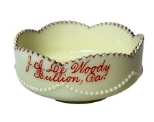 BULLION Pennsylvania PA Uranium Antique Custard Glass Souvenir Trinket BOWL picture