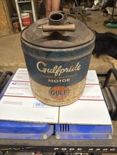 Gulfpride 5 Gallon Motor Oil Can Gulf - Wood Handle picture