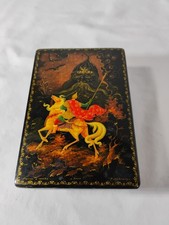 Vintage Lacquered Russian Folk Fairytale Box Hinged - Kholuyi 