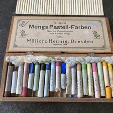 Antique Müller & Hennig Dresden Germany Mengs Wooden Pastell Box w/pcs Farmhouse picture