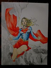 Supergirl Original Art Comic Sketch 9×12 picture