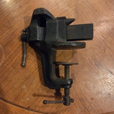 Antique Unbranded Blue Jewelers Vise Clamp-On Bench Table Vise with Anvil picture