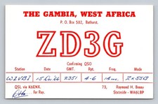 Ham Radio QSL Card ZD3G The Gambia 1966 1A mc ZX55B Mode picture