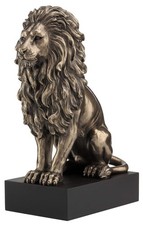 UNICORN STUDIO Veronese Design 8 7 8 Inch Lion Sitting Plith Sculpture 8, Bronze picture