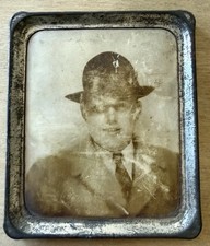 Worn Vintage 1940s Photo Booth Photomatic Handsome Man Patina Chemical Error picture
